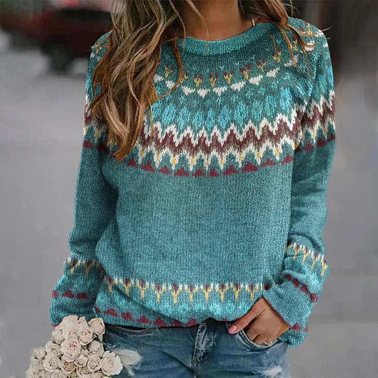 NICOLE™ | RETRO PULLOVER MET WAVENPATROON