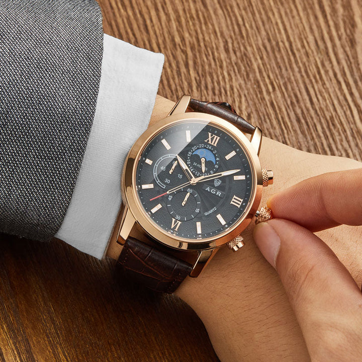 Luxe Lederen Quartz Horloge