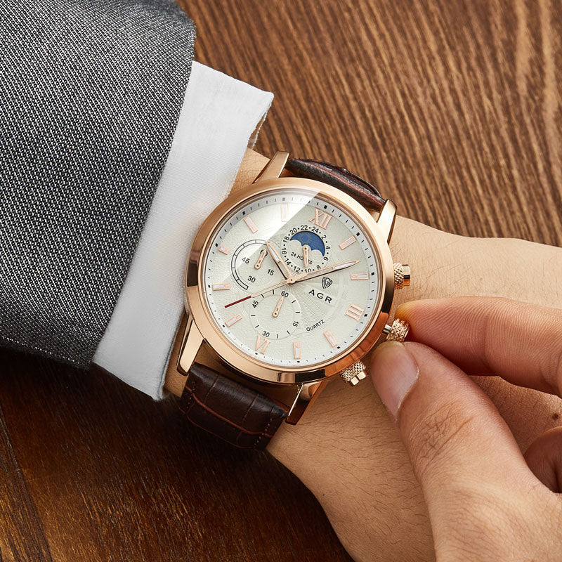 Luxe Lederen Quartz Horloge