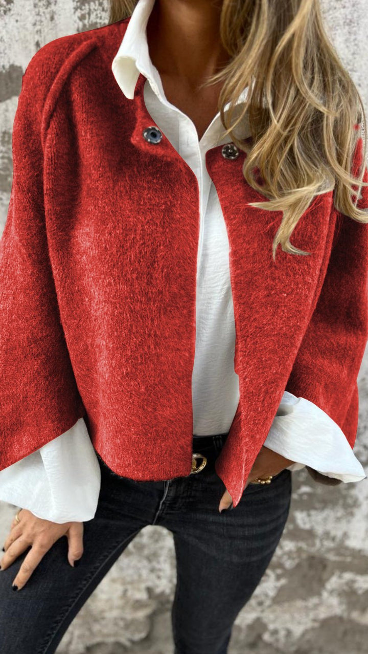 BEA™ | Dames wollen jas met ronde hals en lange mouwen