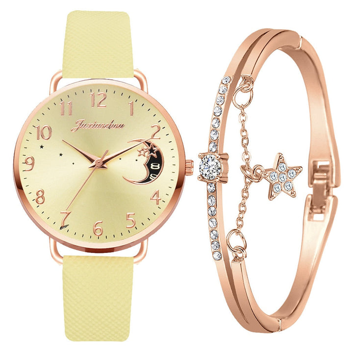 Maan Cijfers Wijzerplaat Horloge en Armbanden Set