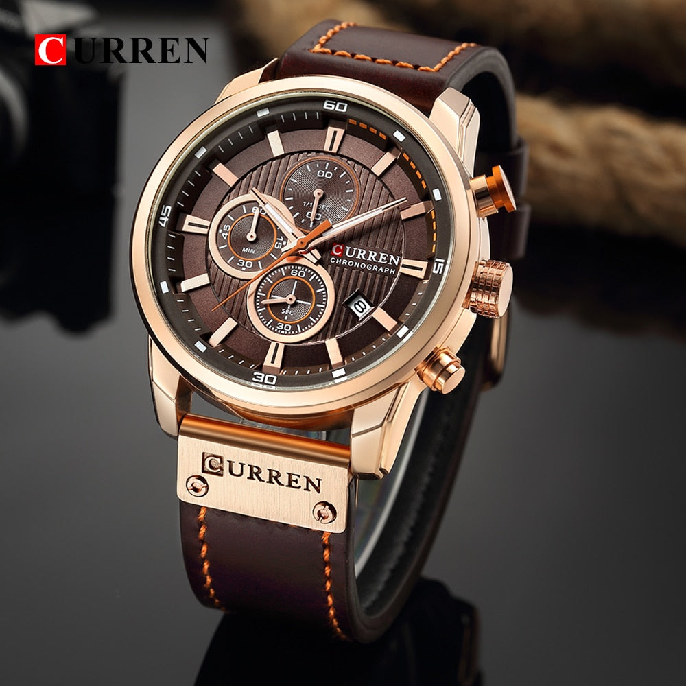 Elegante Kwarts Horloge met Leren Band