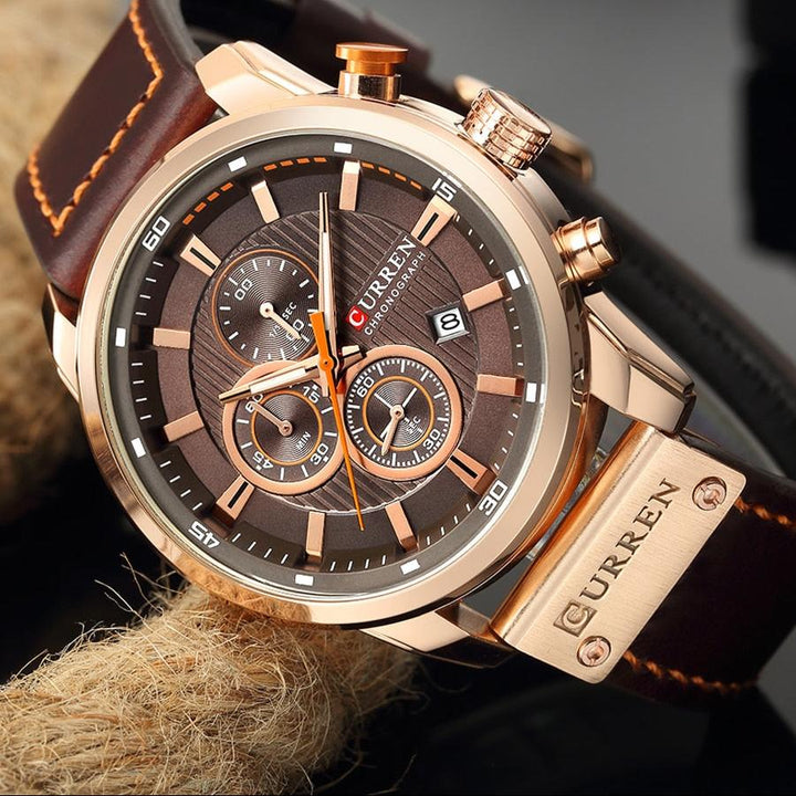 Elegante Kwarts Horloge met Leren Band