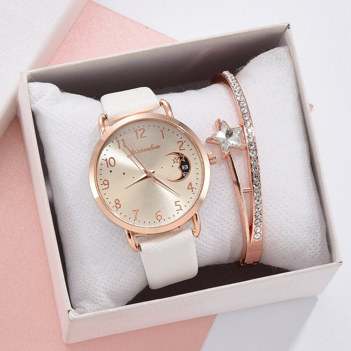 Maan Cijfers Wijzerplaat Horloge en Armbanden Set