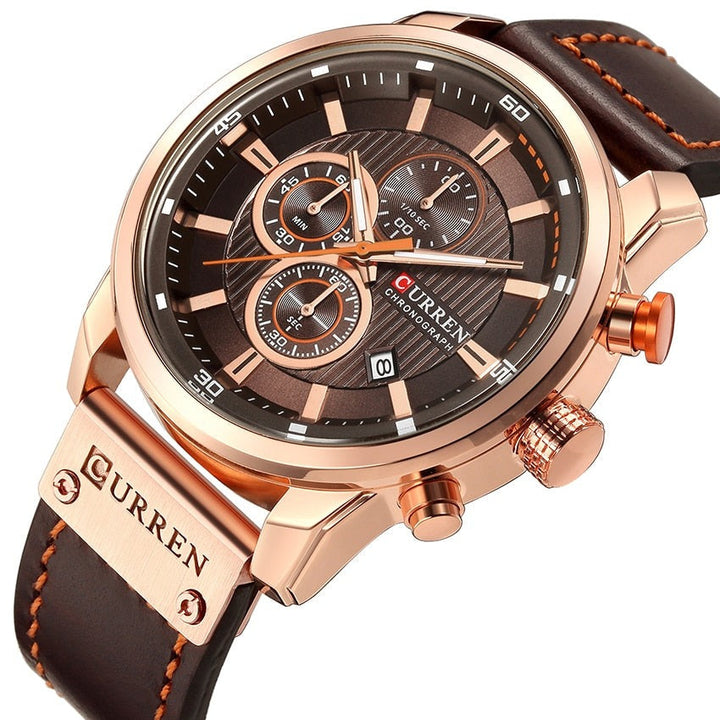 Elegante Kwarts Horloge met Leren Band