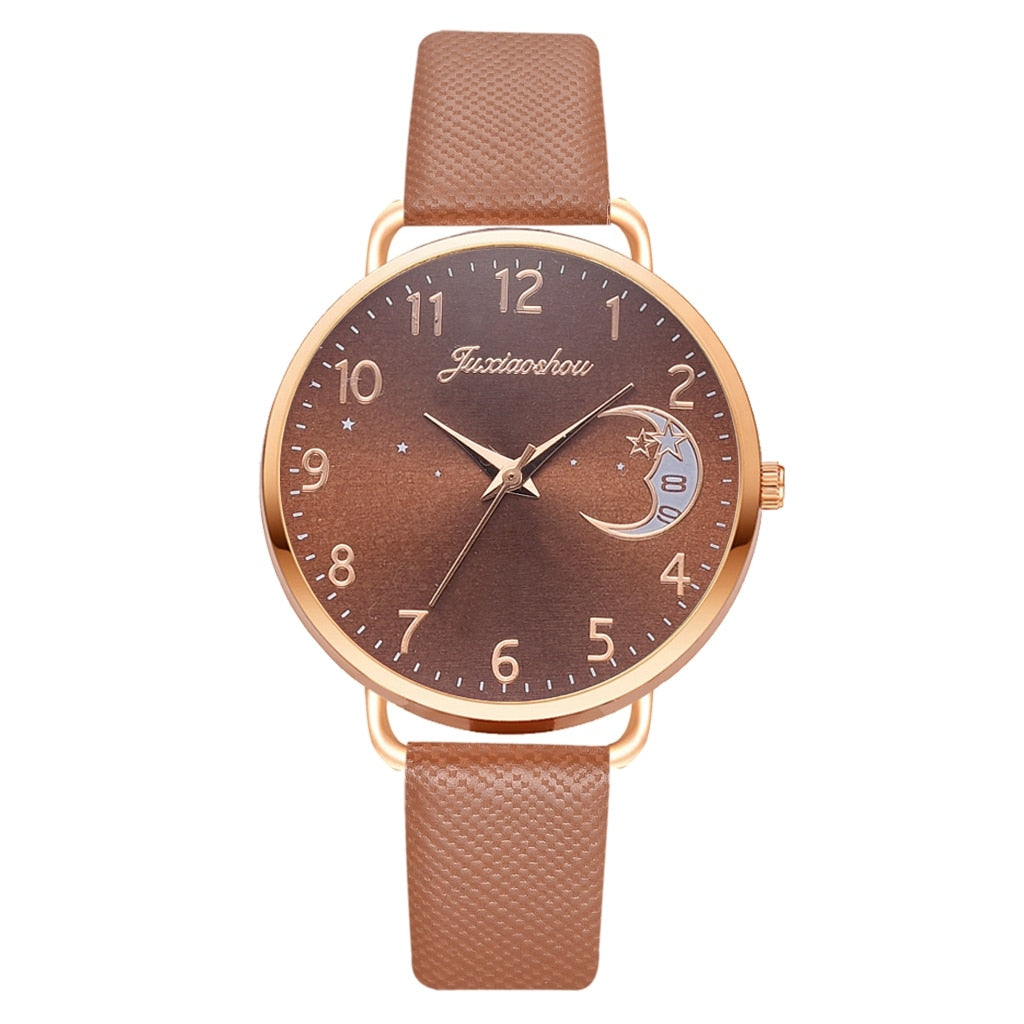 Maan Cijfers Wijzerplaat Horloge en Armbanden Set