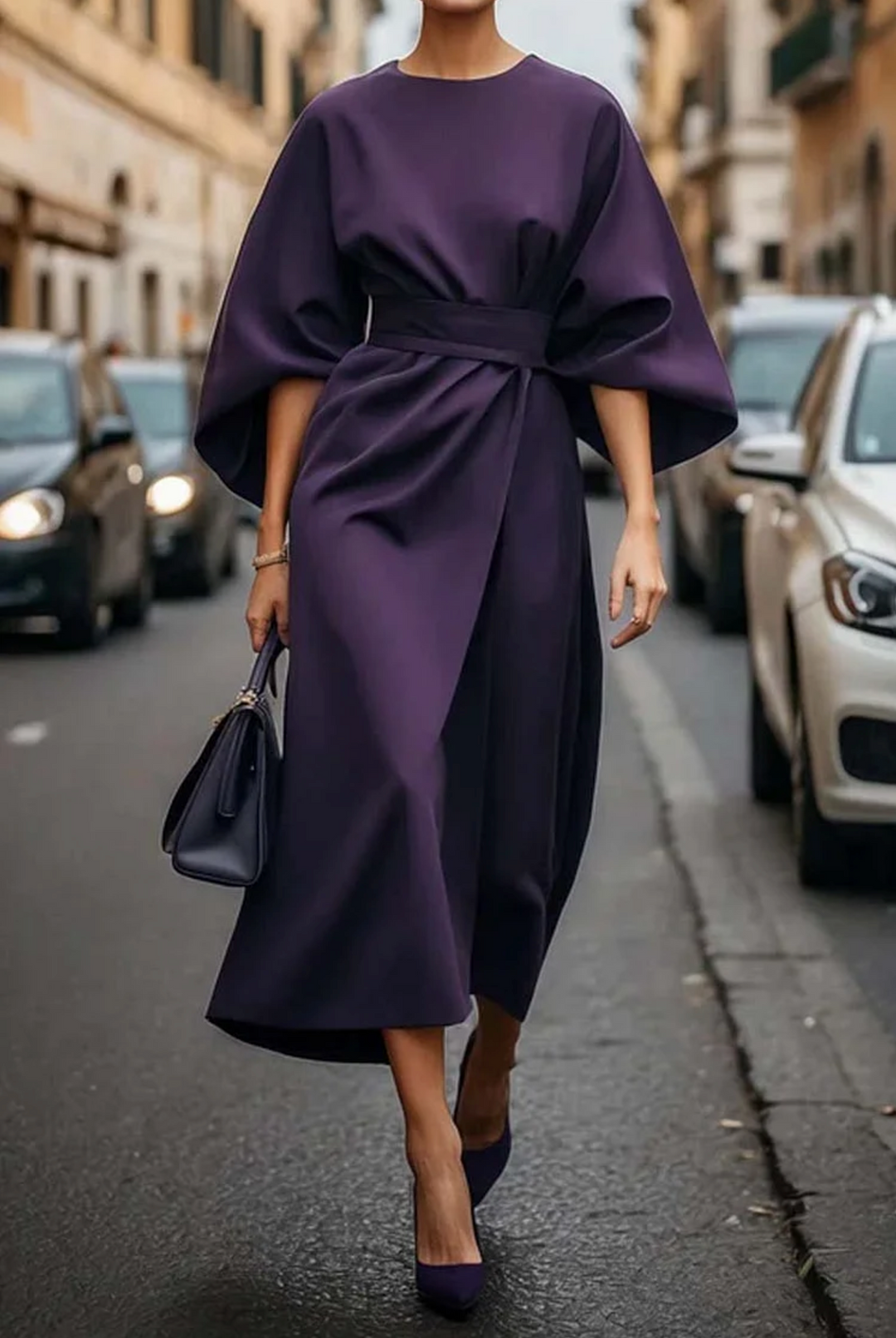 Louise – Elegante jurk met lantaanmouwen