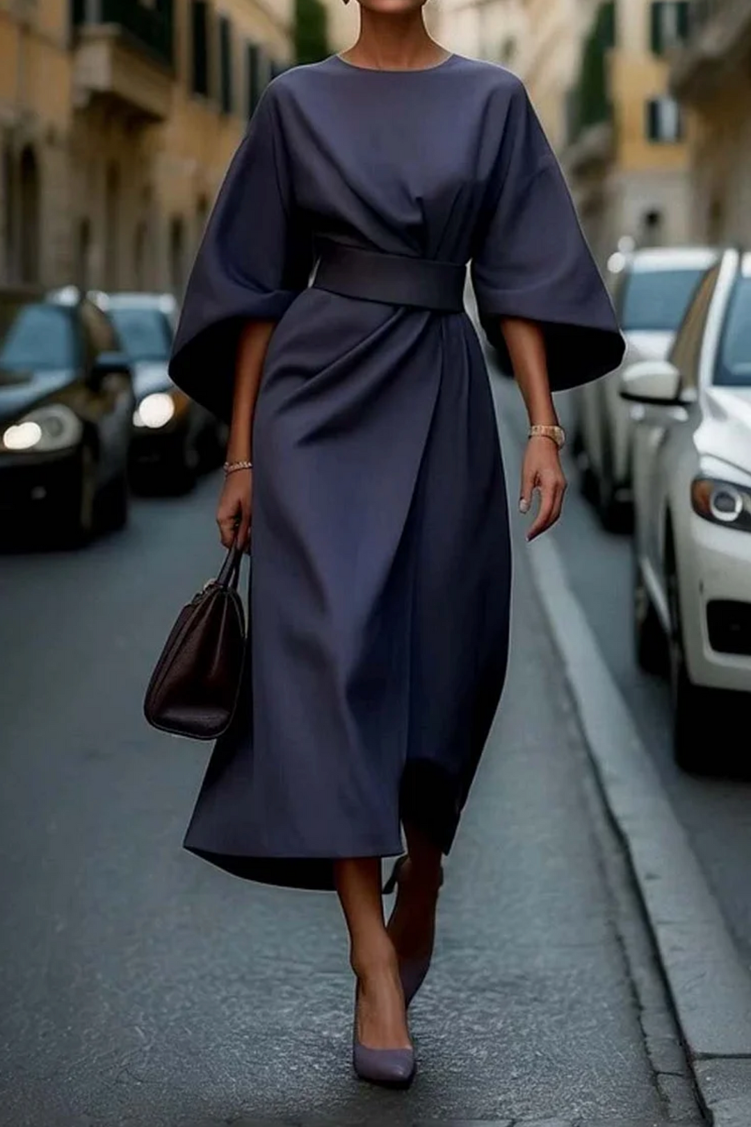 Louise – Elegante jurk met lantaanmouwen