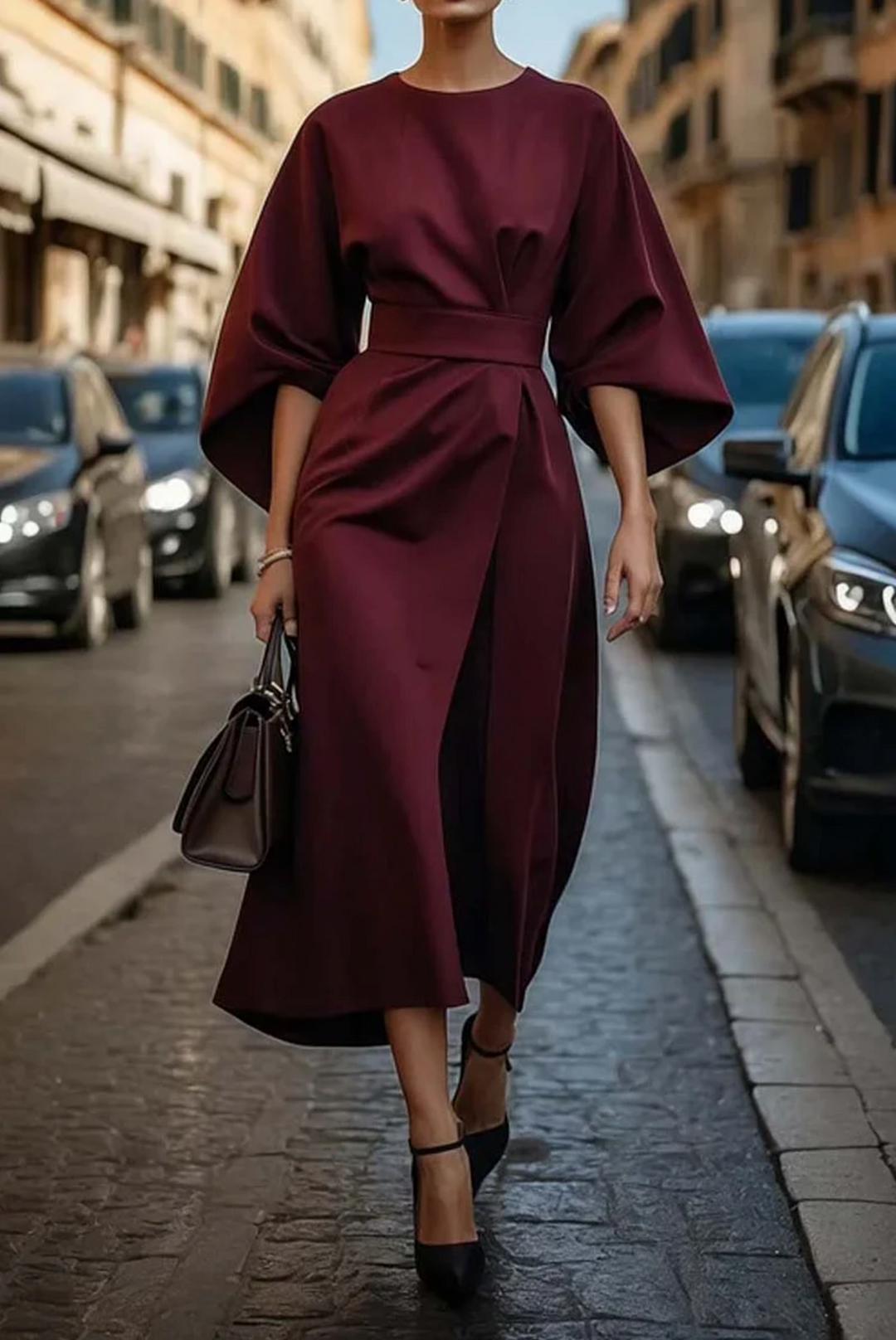 Louise – Elegante jurk met lantaanmouwen
