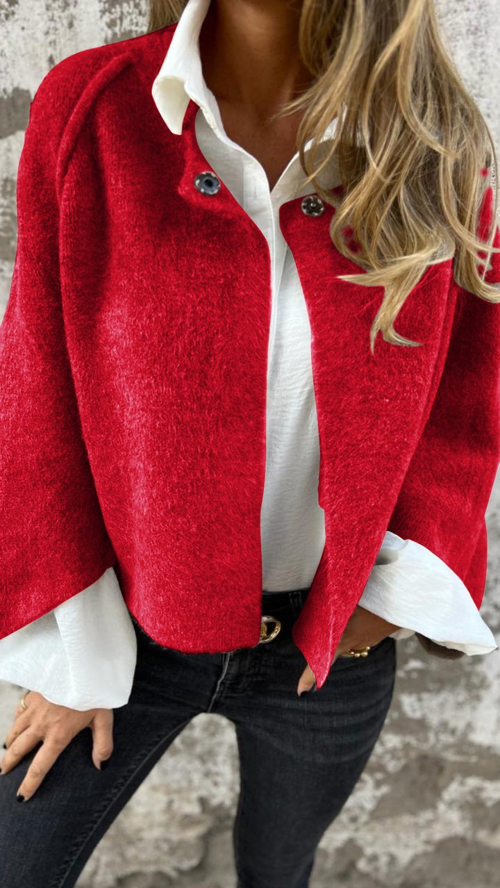 BEA™ | Dames wollen jas met ronde hals en lange mouwen